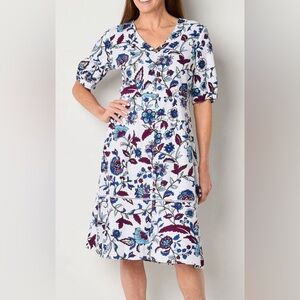 Liz Claiborne Elbow Sleeve Floral A-Line Dress